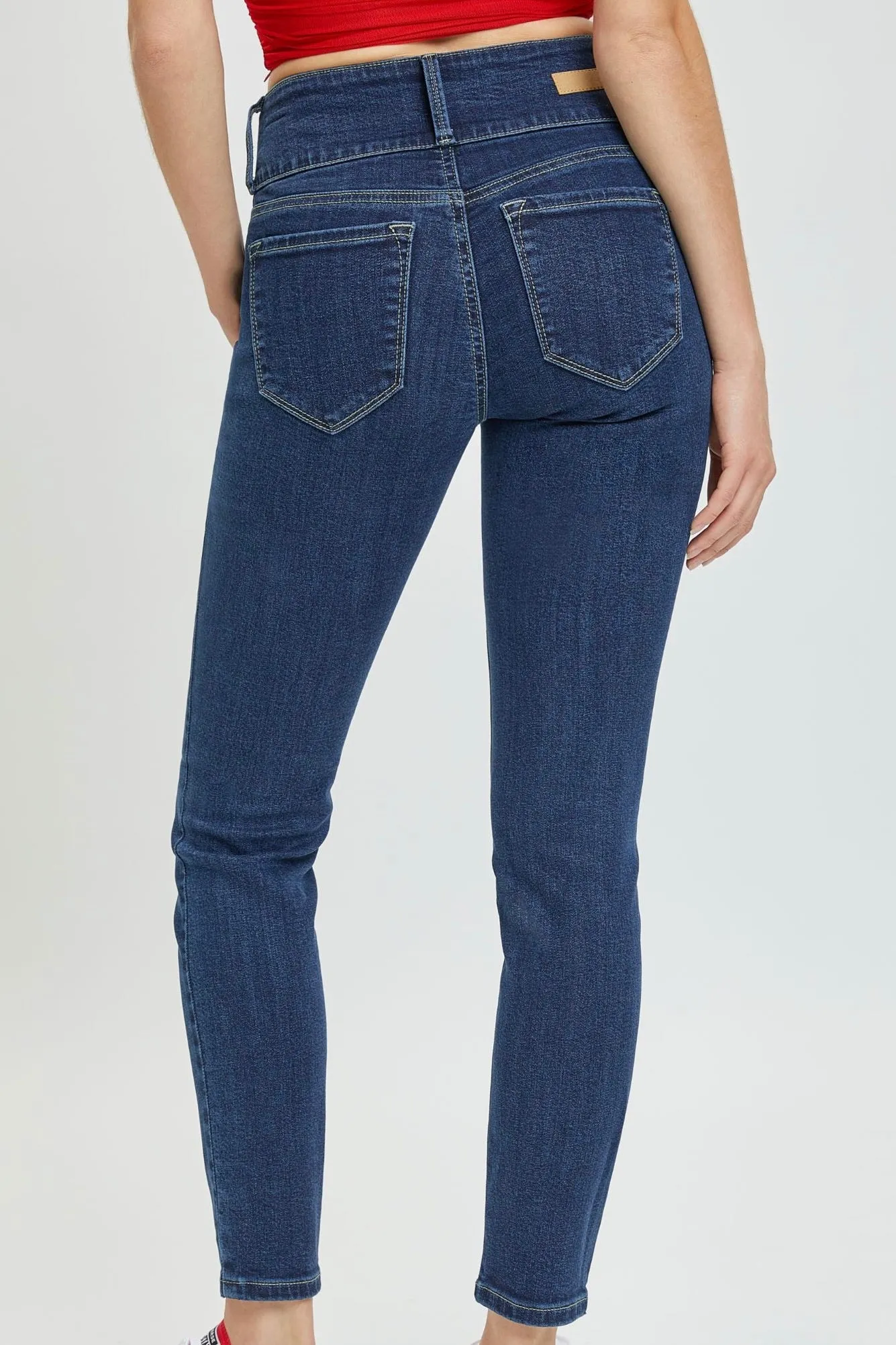 3 Button Mid Rise Ankle Skinny C257