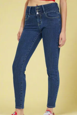 3 Button Mid Rise Ankle Skinny C257
