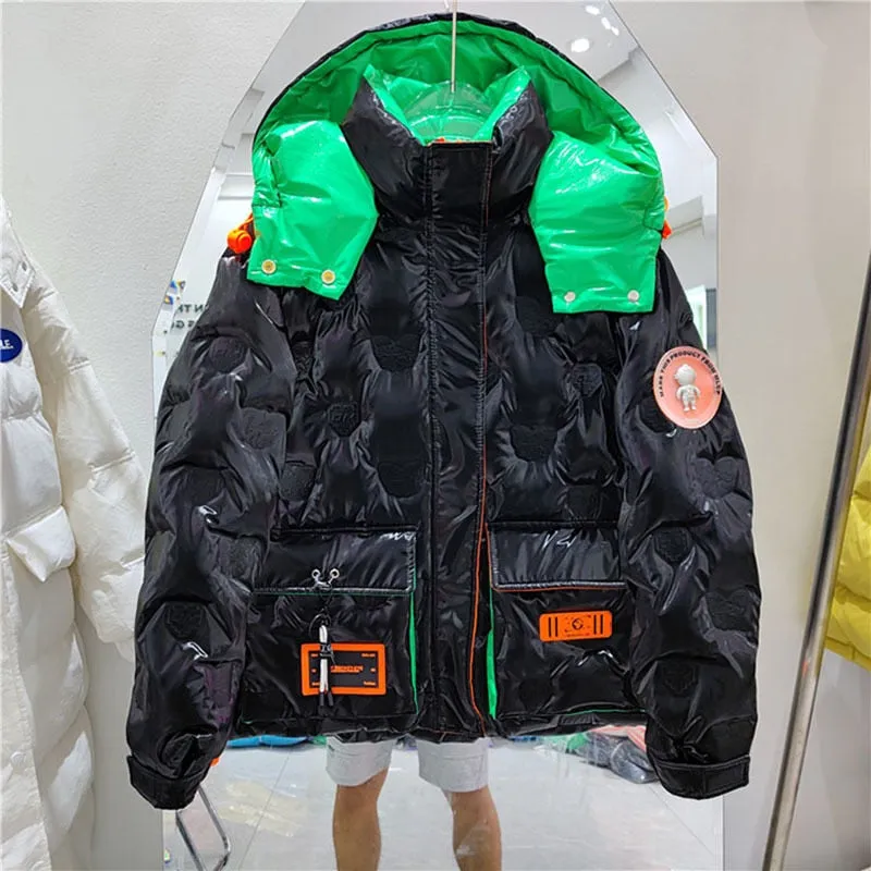 90% White Duck Down Coat Women Feather Parka Fashion Letter Warm Hooded Overcoat Street Women Puffer Jacket