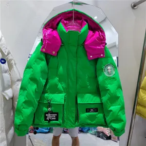 90% White Duck Down Coat Women Feather Parka Fashion Letter Warm Hooded Overcoat Street Women Puffer Jacket