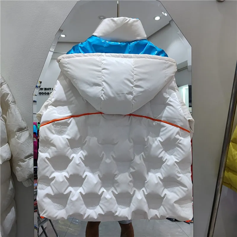 90% White Duck Down Coat Women Feather Parka Fashion Letter Warm Hooded Overcoat Street Women Puffer Jacket