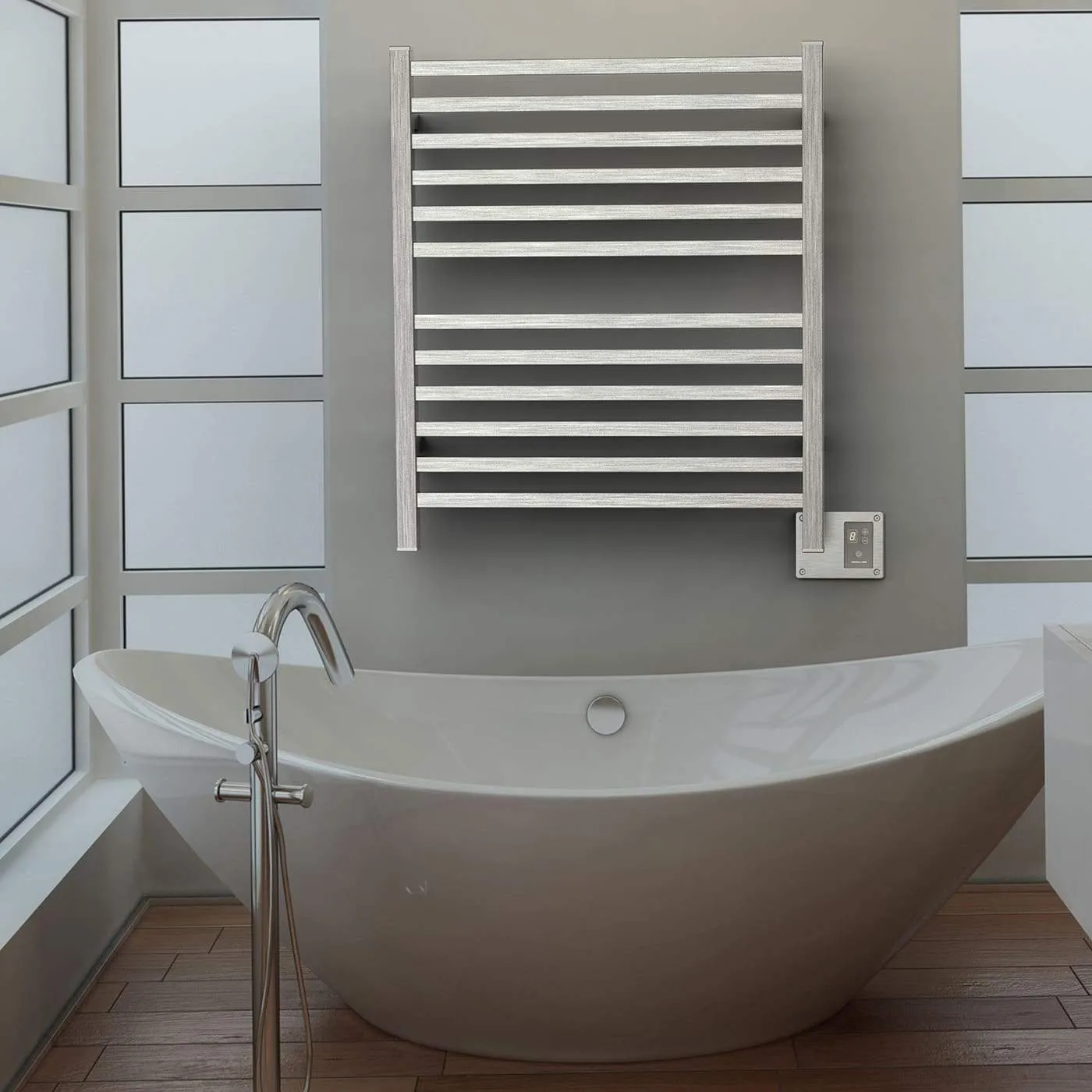 Amba Quadro Q-2833 Dual-Purpose Towel Warmer and Radiator with 12 Bars, Brushed Finish