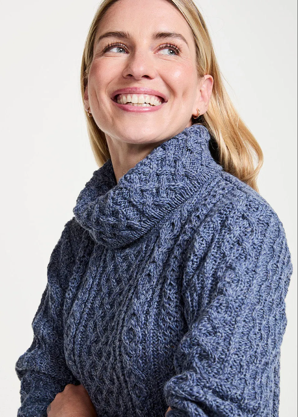 Aran Cowl Neck Dress | Denim