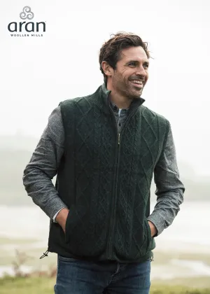Aran Full Zip Fleece Gilet | Green