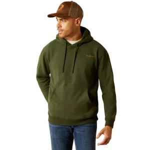 Ariat Mens Barbedwire Skull Hoodie | Dark Green