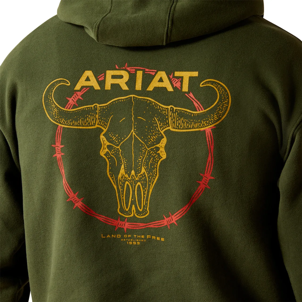 Ariat Mens Barbedwire Skull Hoodie | Dark Green