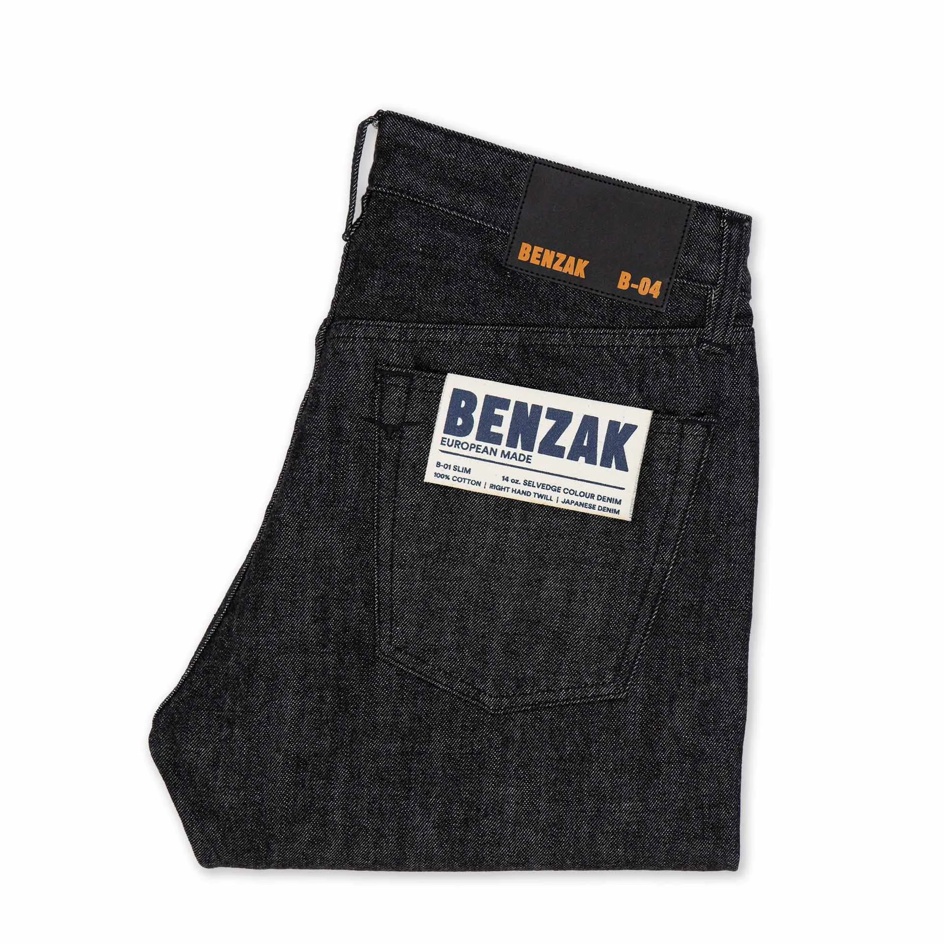 B-04 RELAXED TAPERED 14 oz. selvedge colour denim / black