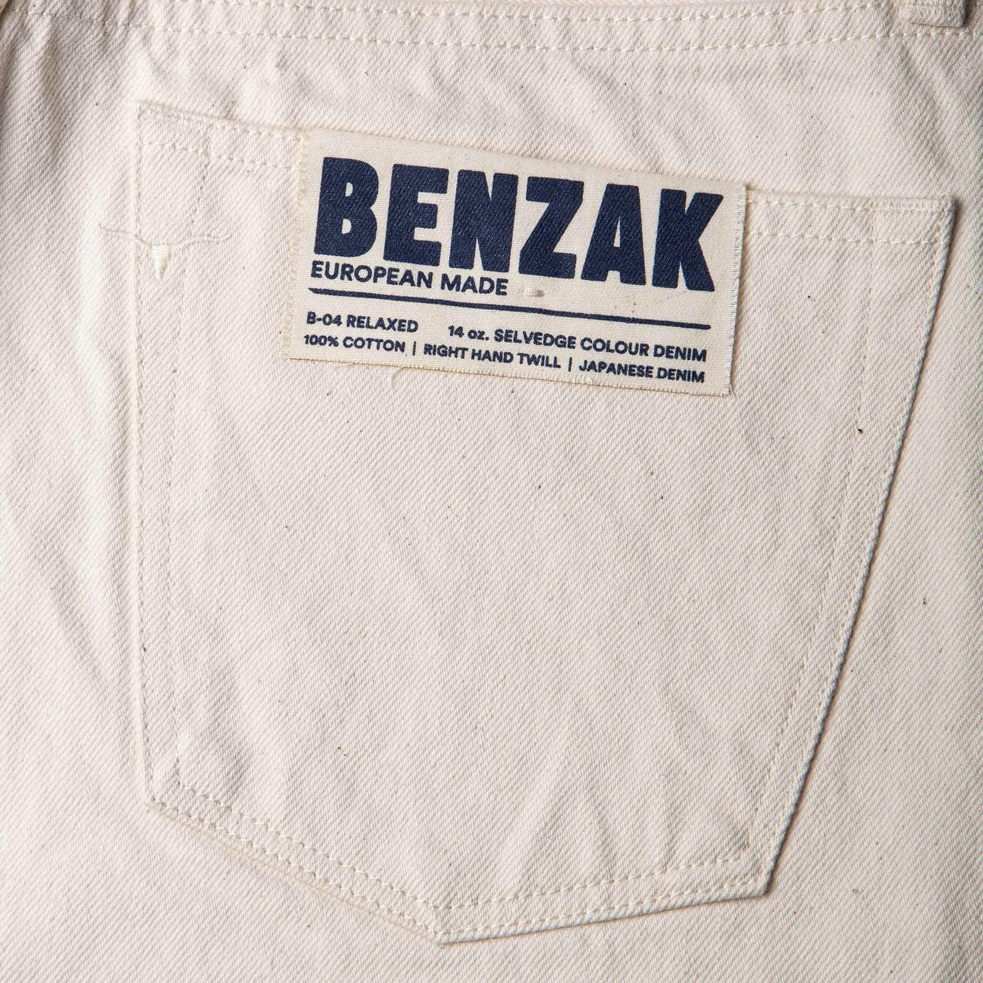 B-04 RELAXED TAPERED 14 oz. selvedge colour denim / ecru