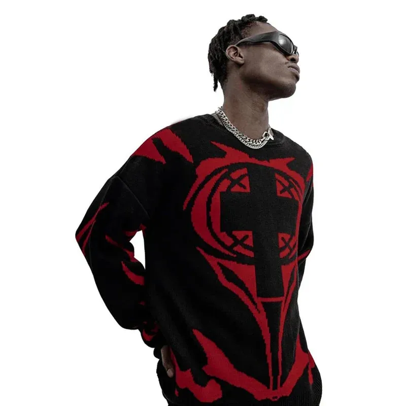 Back To School Joskaa 2024 Fall Fashion  Hip Hop Sweaters Grunge Vintage Knitted Punk Streetwear Jumpers Men Women Harajuku Fashion Pullover Casual Autumn Sweater