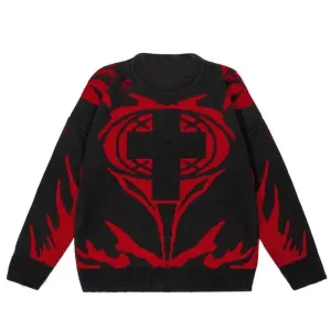 Back To School Joskaa 2024 Fall Fashion  Hip Hop Sweaters Grunge Vintage Knitted Punk Streetwear Jumpers Men Women Harajuku Fashion Pullover Casual Autumn Sweater