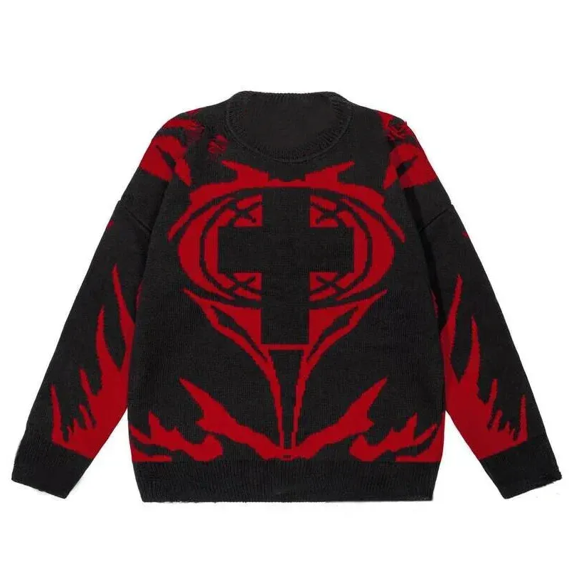 Back To School Joskaa 2024 Fall Fashion  Hip Hop Sweaters Grunge Vintage Knitted Punk Streetwear Jumpers Men Women Harajuku Fashion Pullover Casual Autumn Sweater