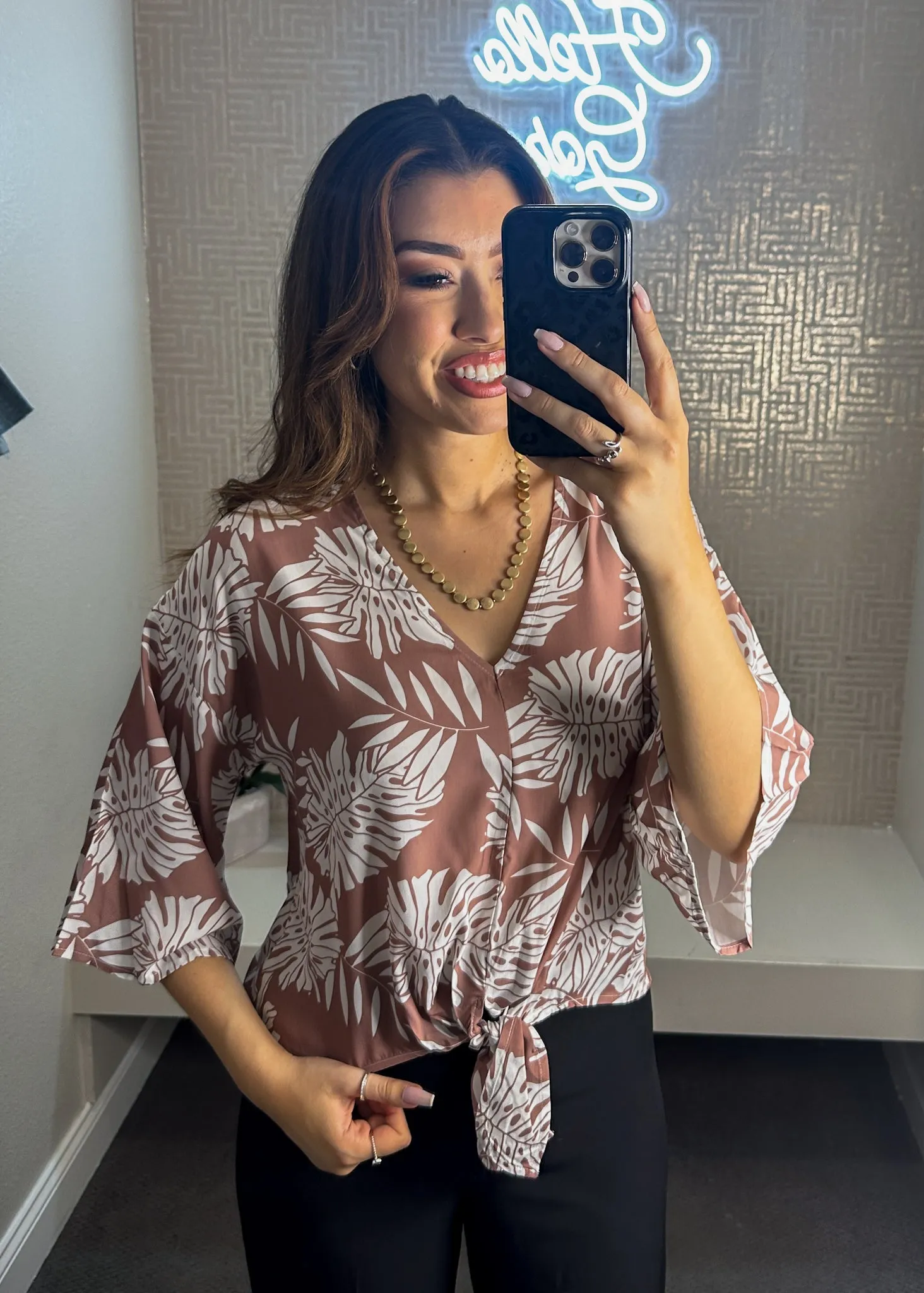 Bahamas Tropical Leaves Top
