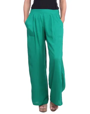 Bottle Green Solid Rayon Palazzo