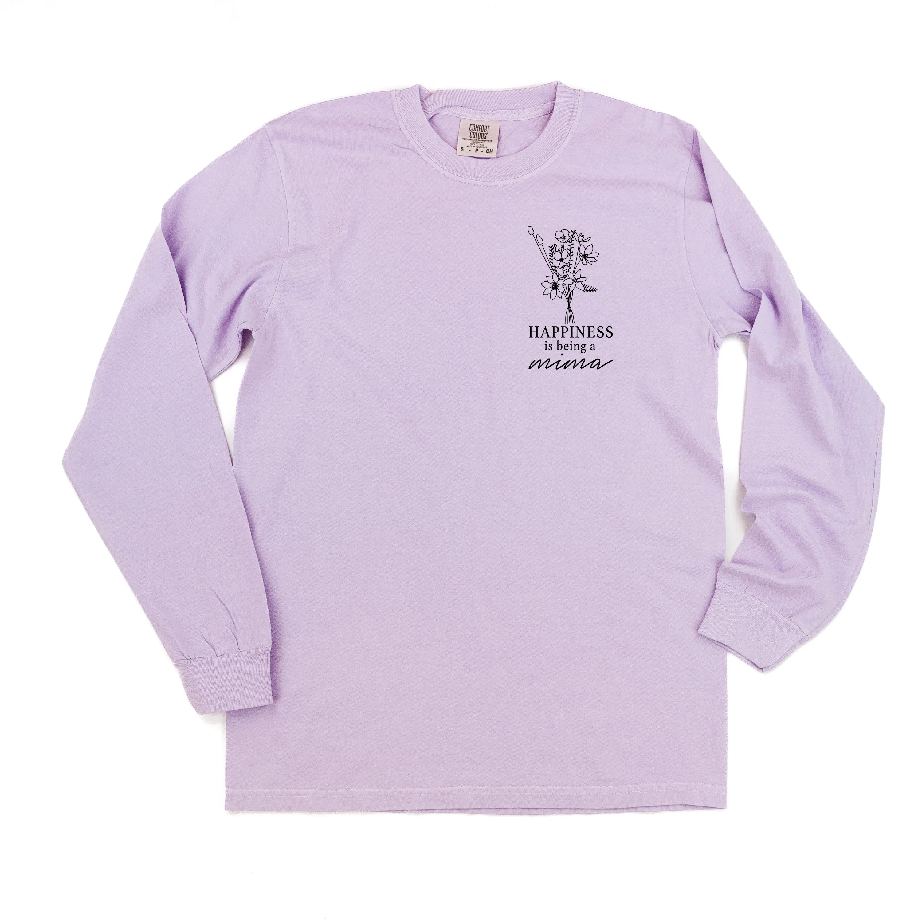 Bouquet Style - Happiness is Being a MIMA - LONG SLEEVE COMFORT COLORS TEE