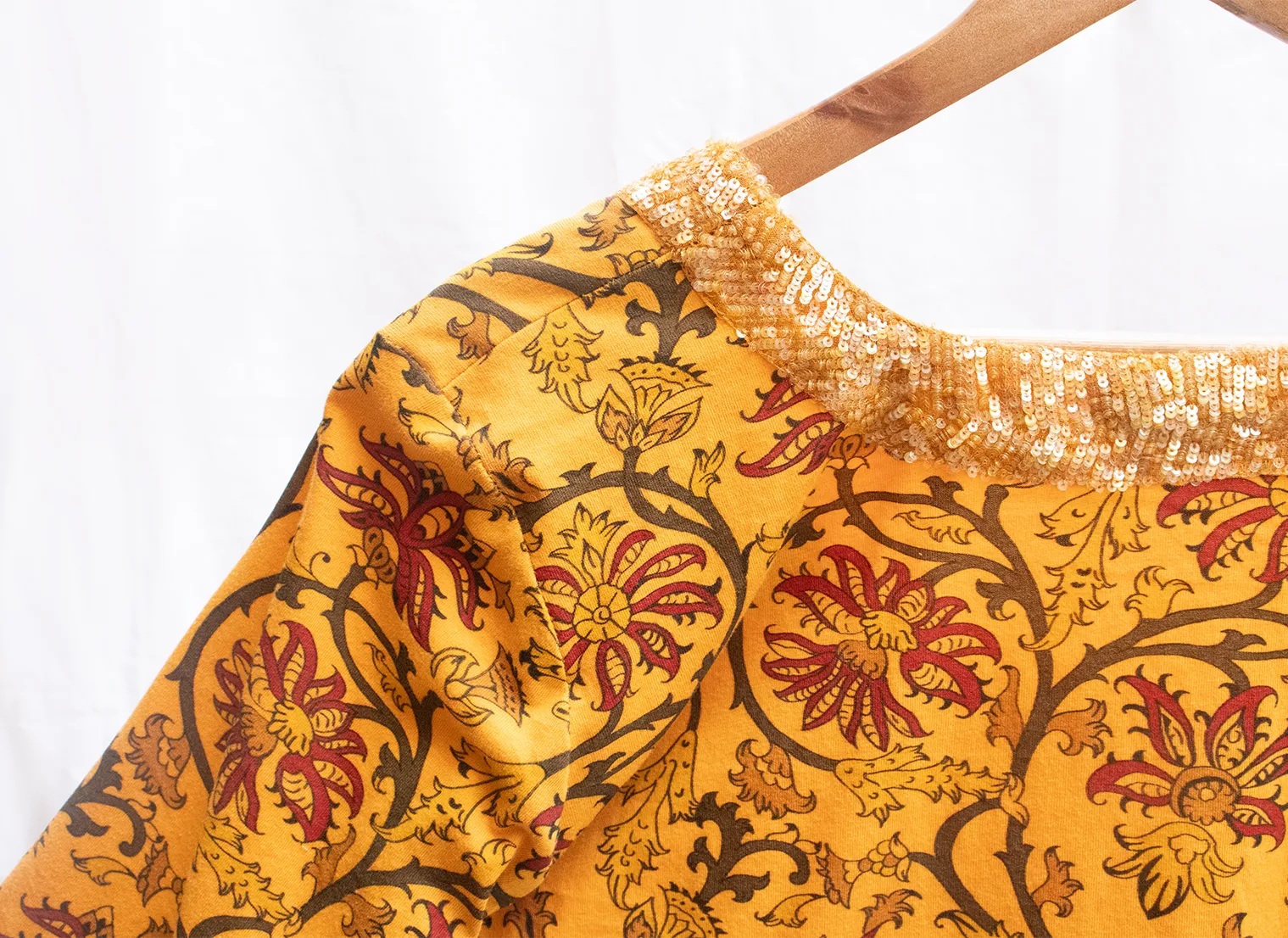 Cadmium yellow,Digital Print Strechable  knit  ,long length blouse