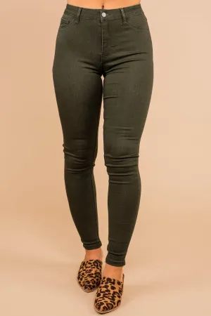 Candid Emotions Olive Green Skinny Jeans