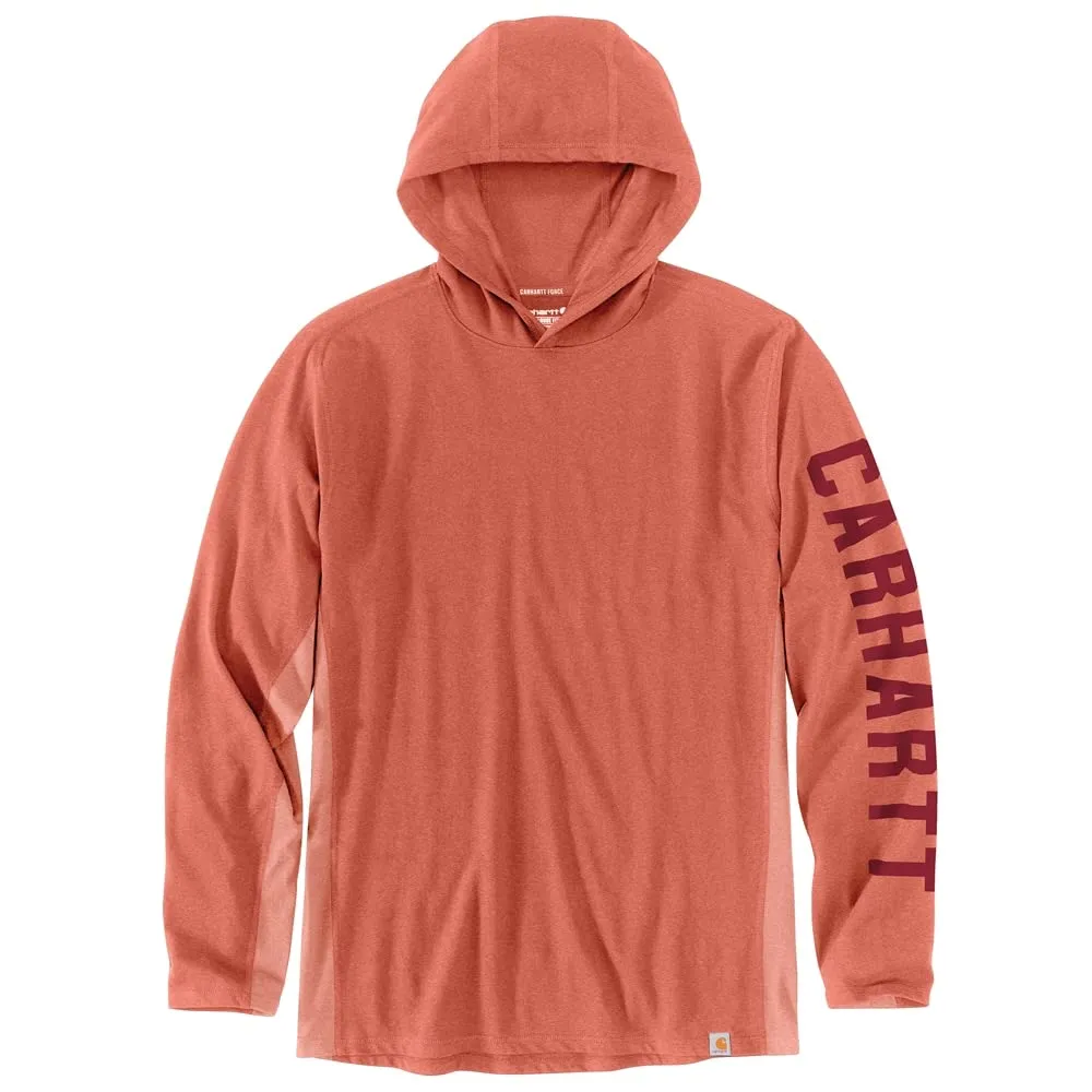 Carhartt 106654 Men's Force Relaxed Fit Midweight Long Sleeve Logo Graphic Hooded Orange