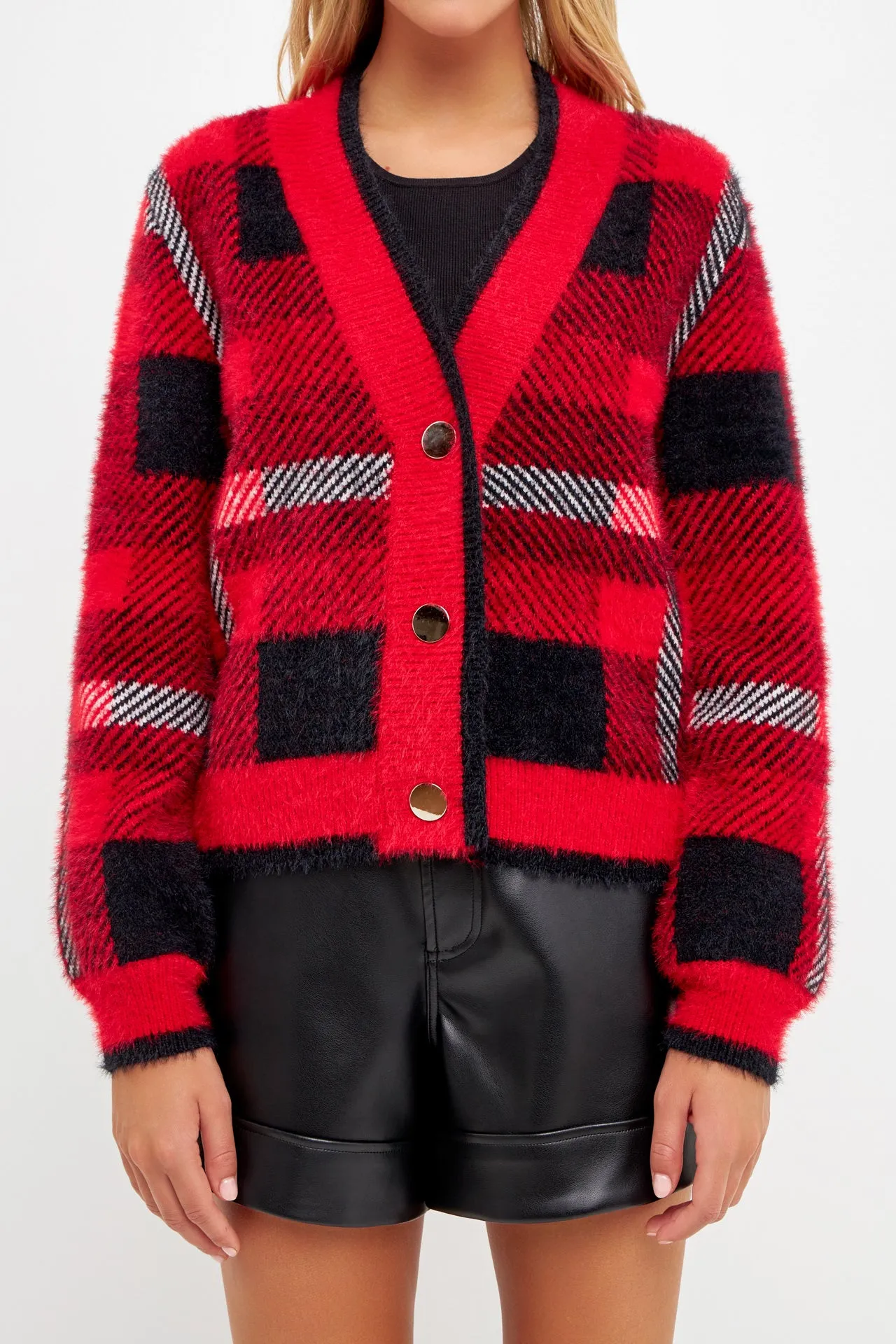 Checkered Plaid Cardigan