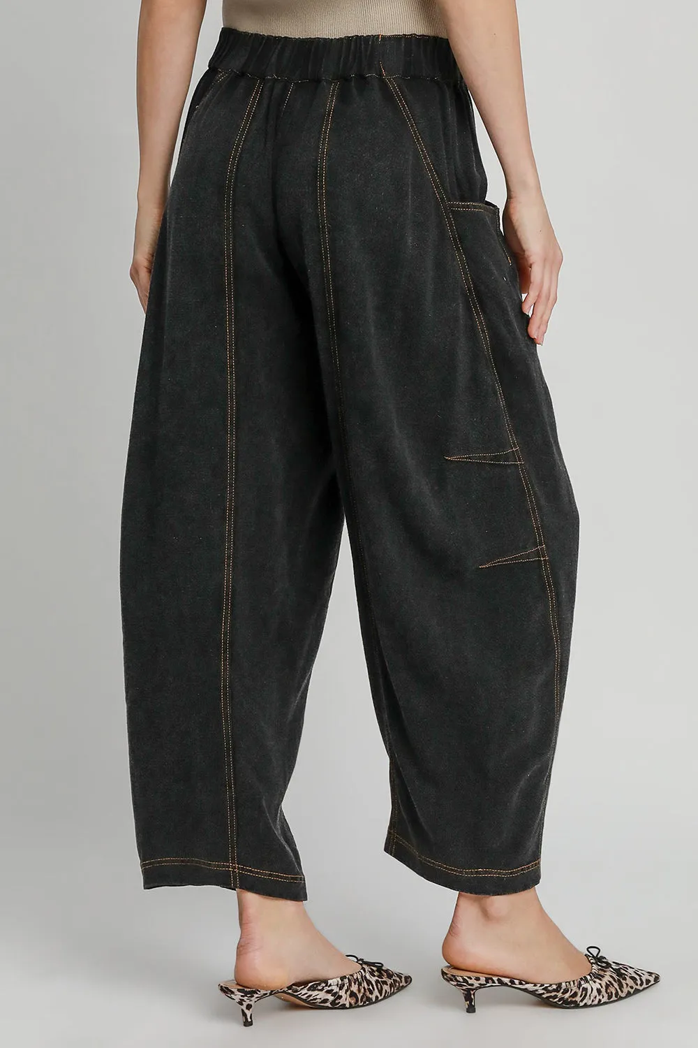 Contrast Stitch Lightweight Barrel Cut Pants
