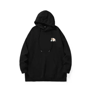 Cotton bear print hoodie with rotator cuff and kangaroo hood