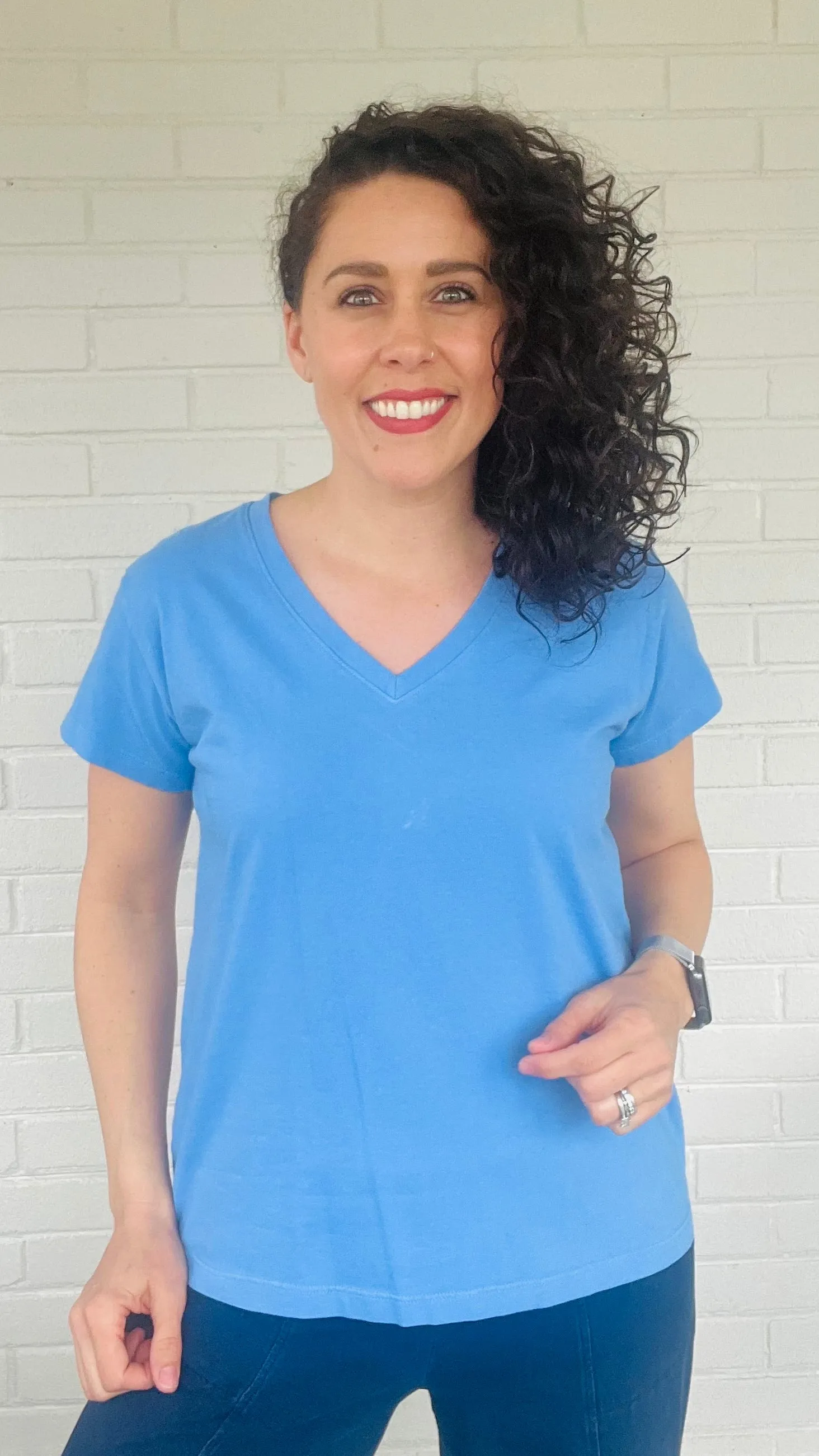Cotton Lani Jersey V-Neck Tee - Multiple Colors