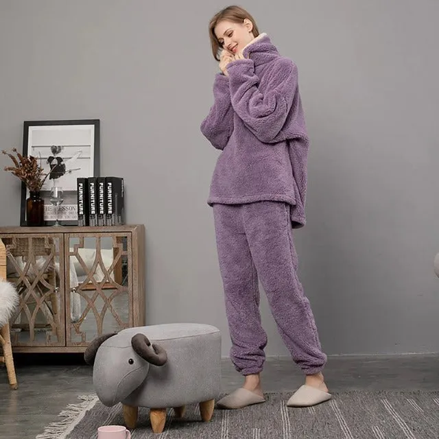 Cozy Fleece Long Sleeve Pajamas Set
