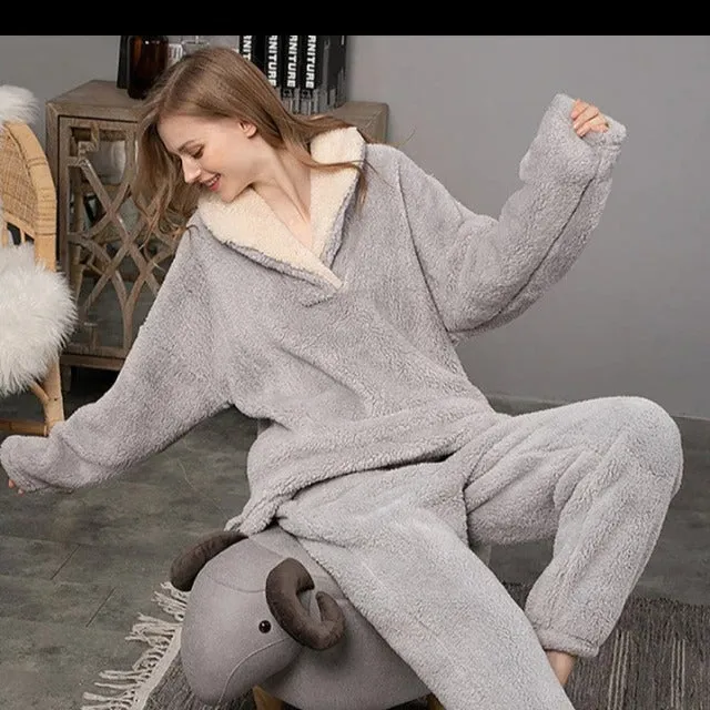 Cozy Fleece Long Sleeve Pajamas Set