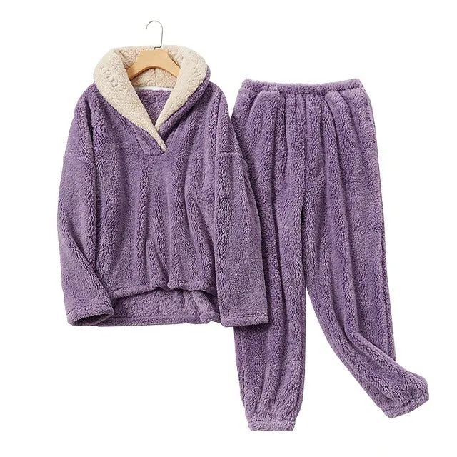 Cozy Fleece Long Sleeve Pajamas Set