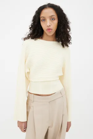 Cream Ribbed Corset Sweater