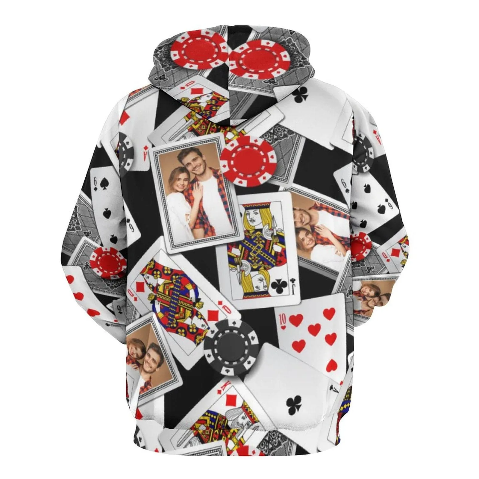 Custom Photo Hoodie Playing Cards Unisex Large Size Design Your Own Hoodie Personalized Loose Hoodie Top Outfits