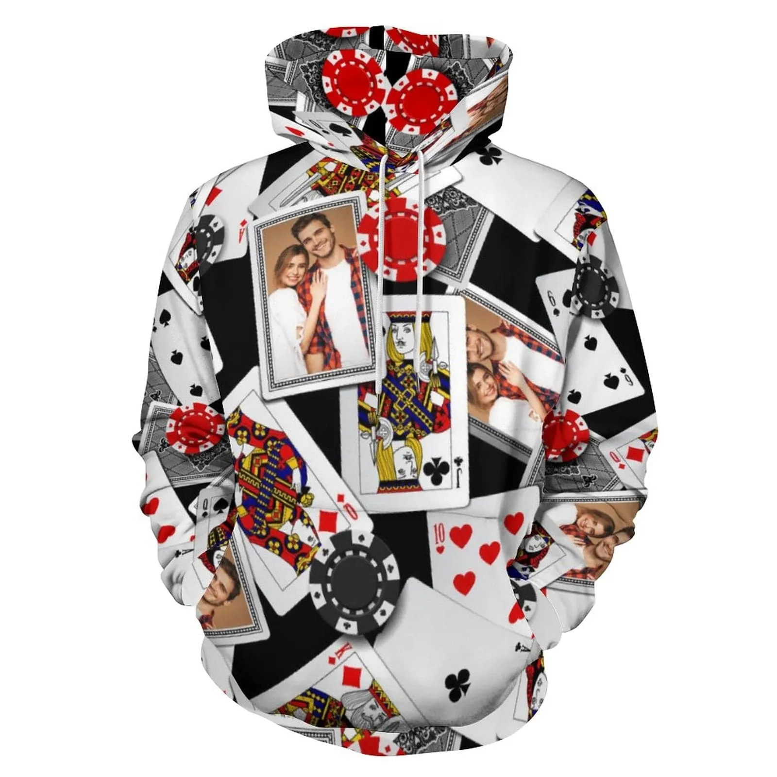 Custom Photo Hoodie Playing Cards Unisex Large Size Design Your Own Hoodie Personalized Loose Hoodie Top Outfits