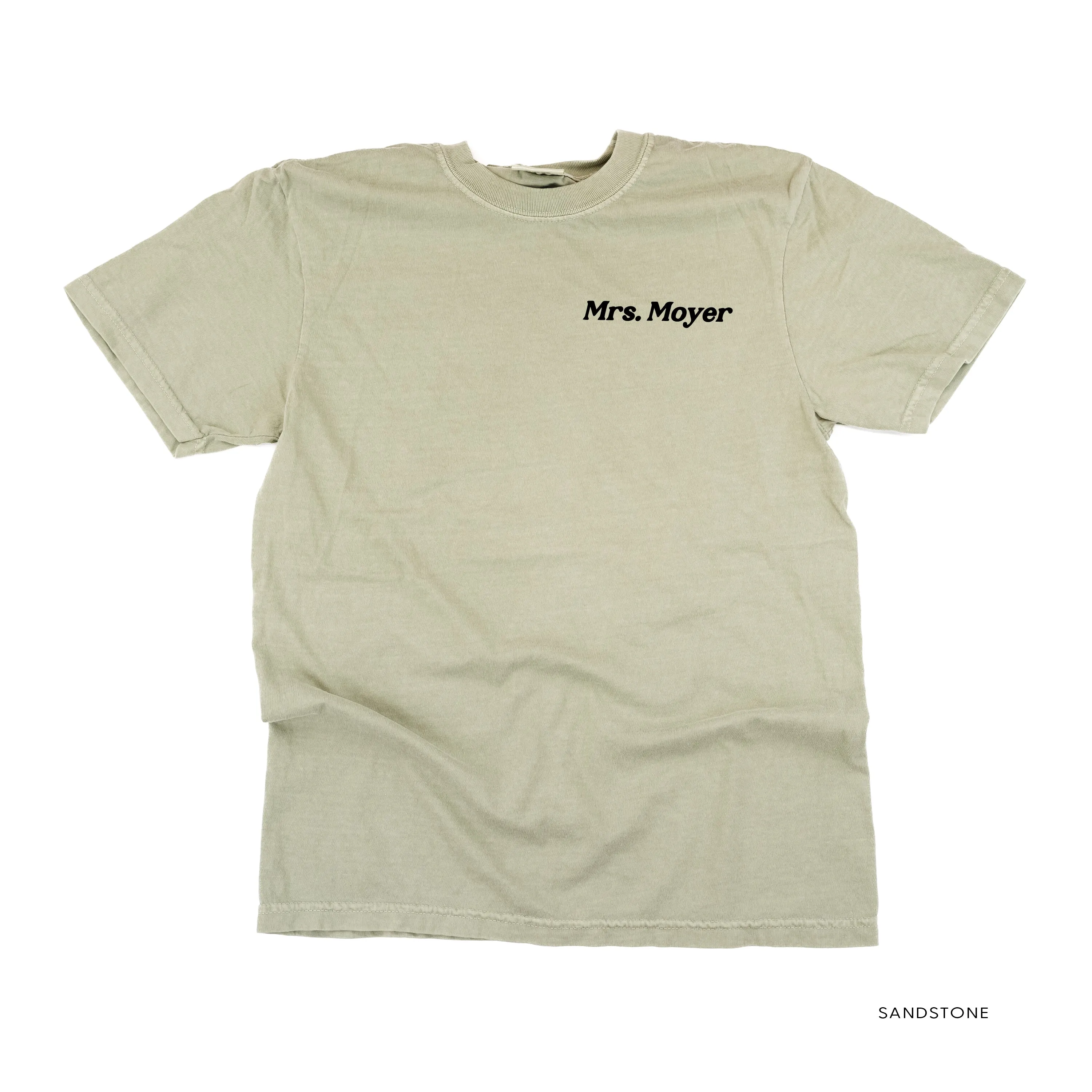 CUSTOM TEACHER TEE - Embroidered SHORT SLEEVE Comfort Colors Tee - (Enter Your Custom Name)