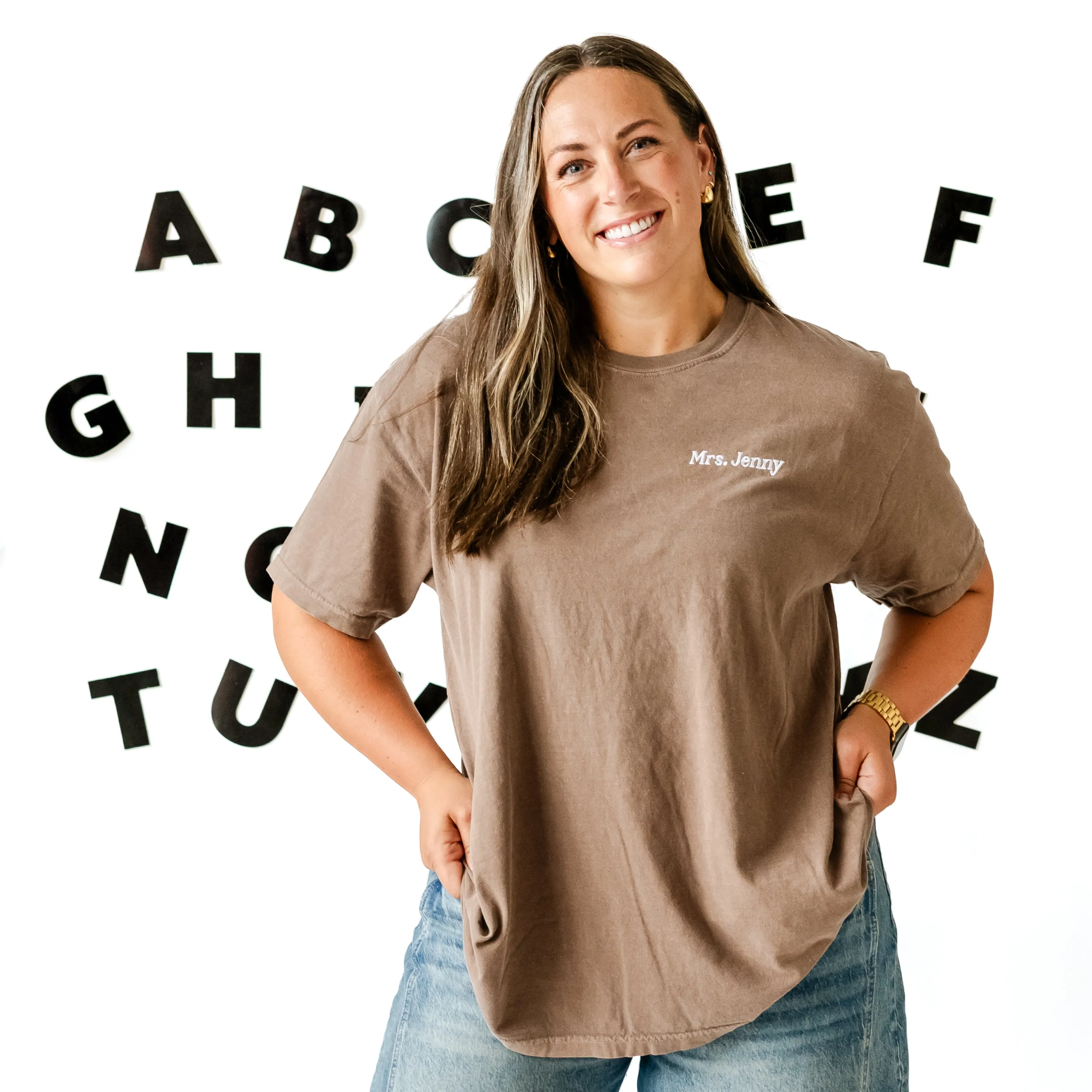 CUSTOM TEACHER TEE - Embroidered SHORT SLEEVE Comfort Colors Tee - (Enter Your Custom Name)