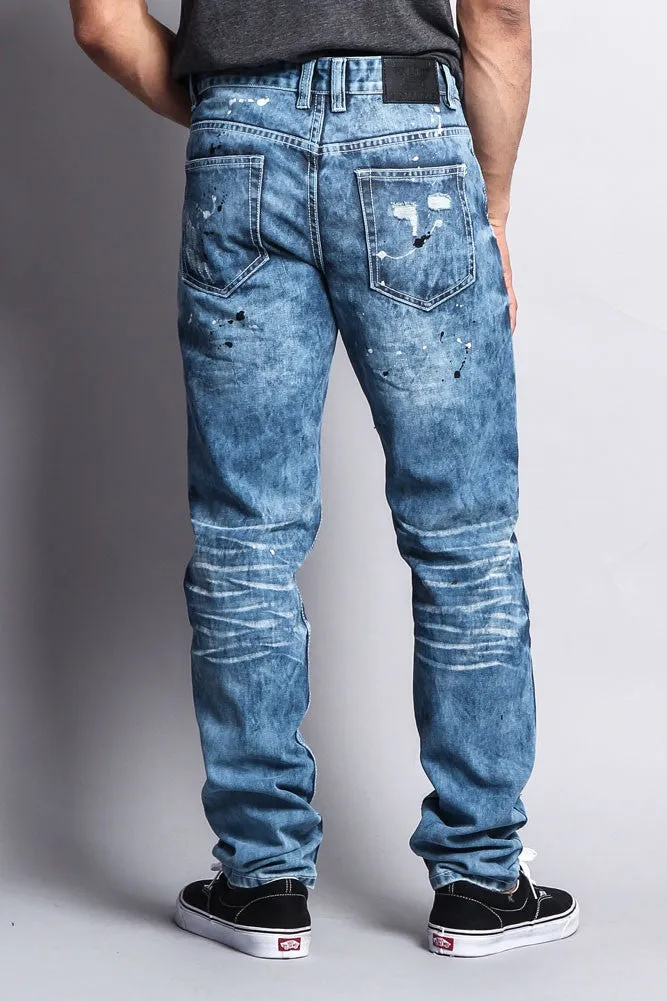 Distressed Wash Slim Jeans