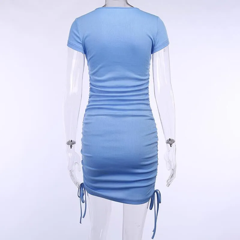 Drawing Soild Skinny Short Dress