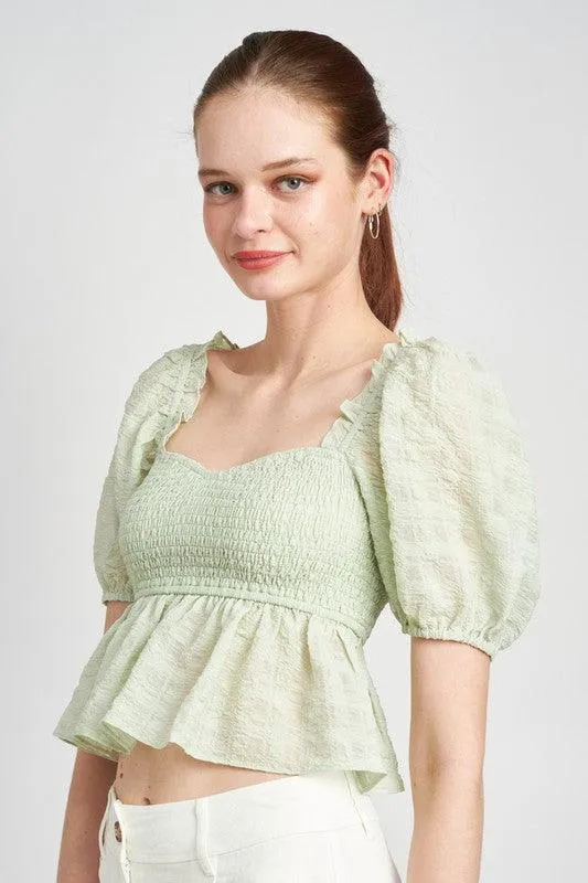 EMORY PARK Smocked Babydoll Top
