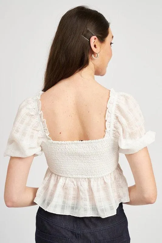 EMORY PARK Smocked Babydoll Top