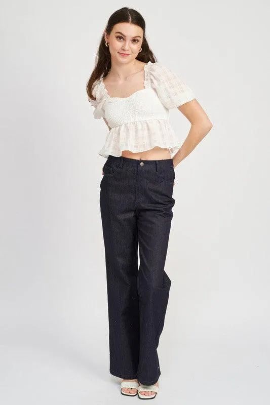 EMORY PARK Smocked Babydoll Top