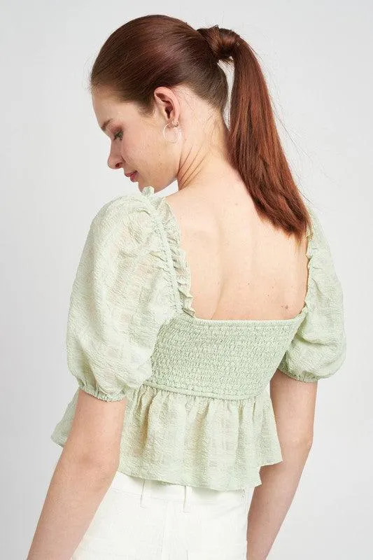 EMORY PARK Smocked Babydoll Top