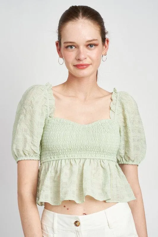 EMORY PARK Smocked Babydoll Top