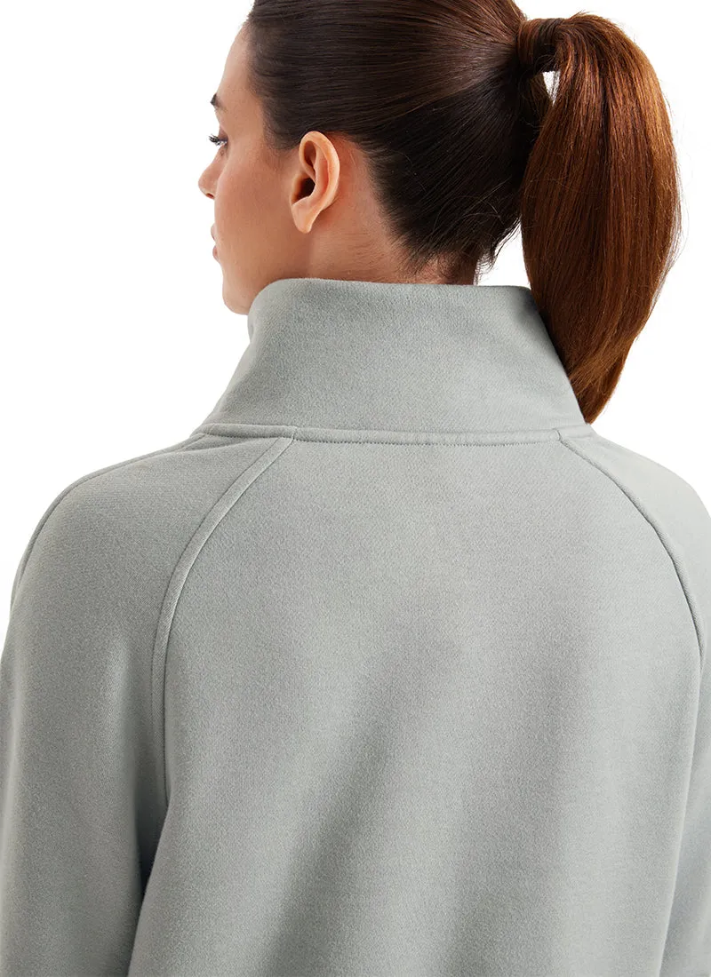 Fleece Lined Half Zip Hoodies Funnel Neck with Thumb Holes