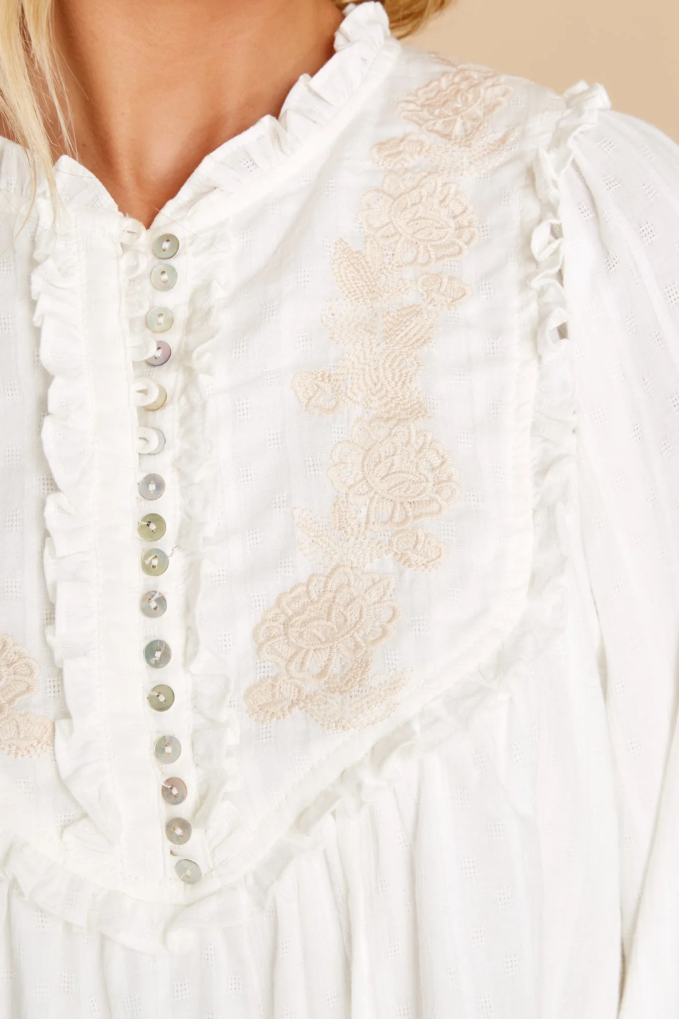 Gather Your Thoughts Off White Embroidered Top