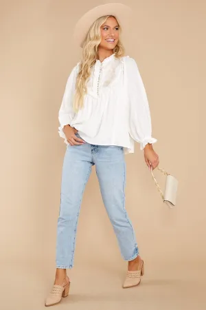 Gather Your Thoughts Off White Embroidered Top
