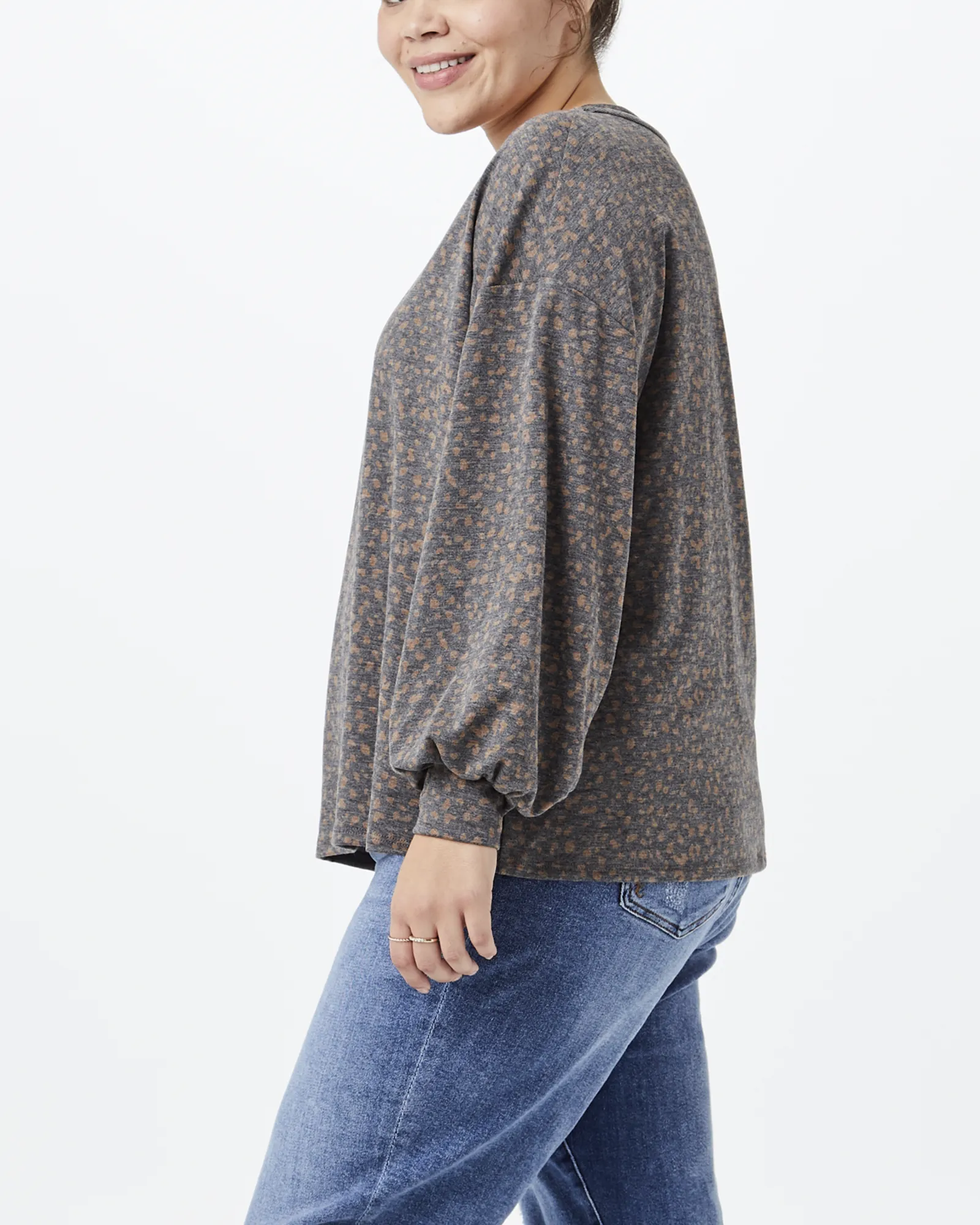 Grace Balloon-Sleeve Tee | Charcoal Grey