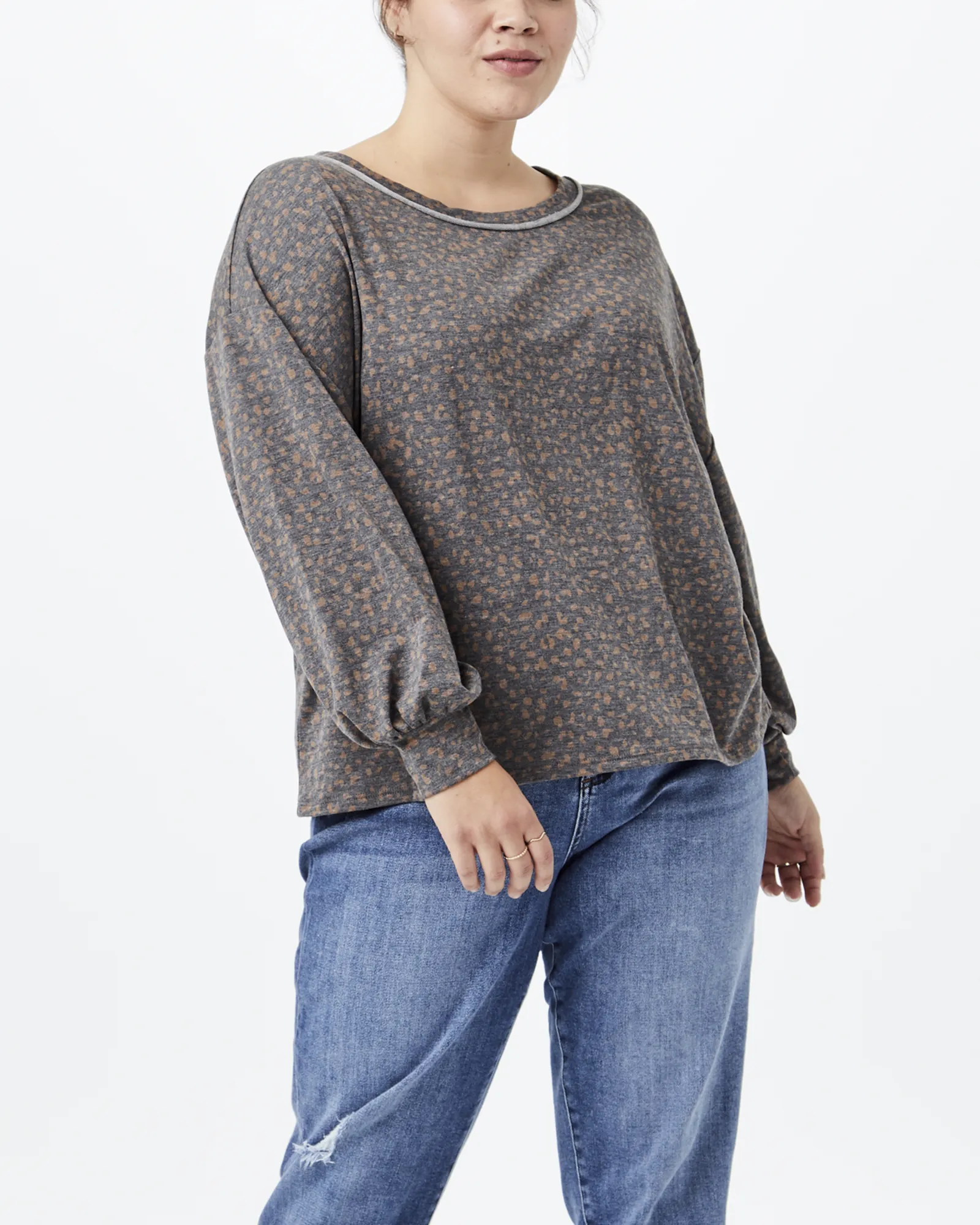 Grace Balloon-Sleeve Tee | Charcoal Grey