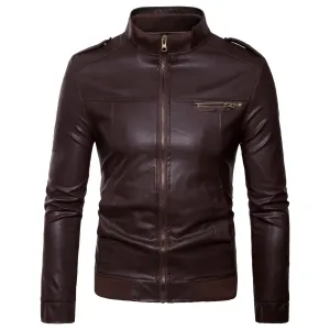 Hanrae Leather Jacket Men Warm Winter Jackets Coat