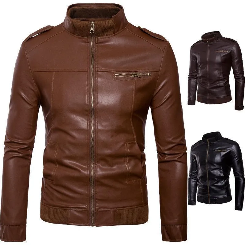 Hanrae Leather Jacket Men Warm Winter Jackets Coat