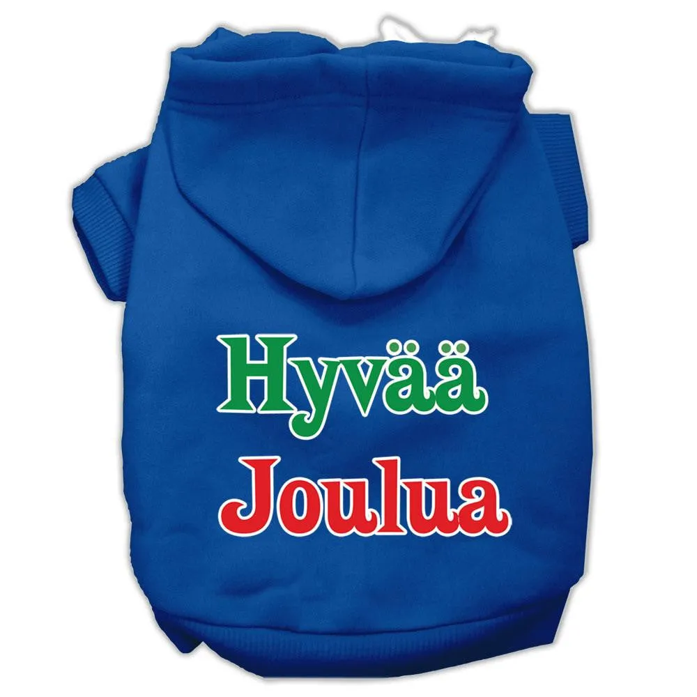 Hyvaa Joulua Screen Print Pet Hoodies Blue XXXL(20)