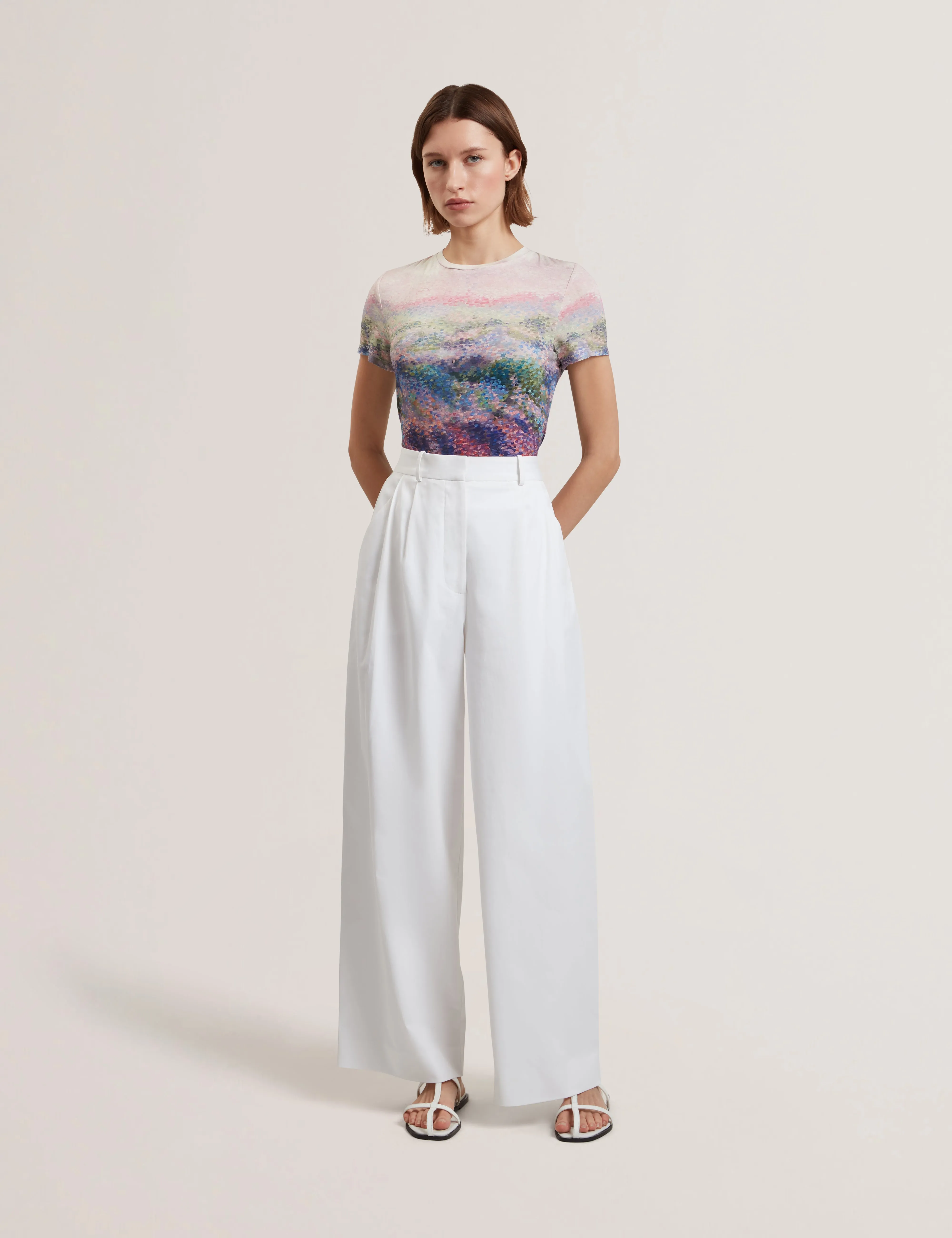 Kaytte Printed Fitted Tee Mid-Pink