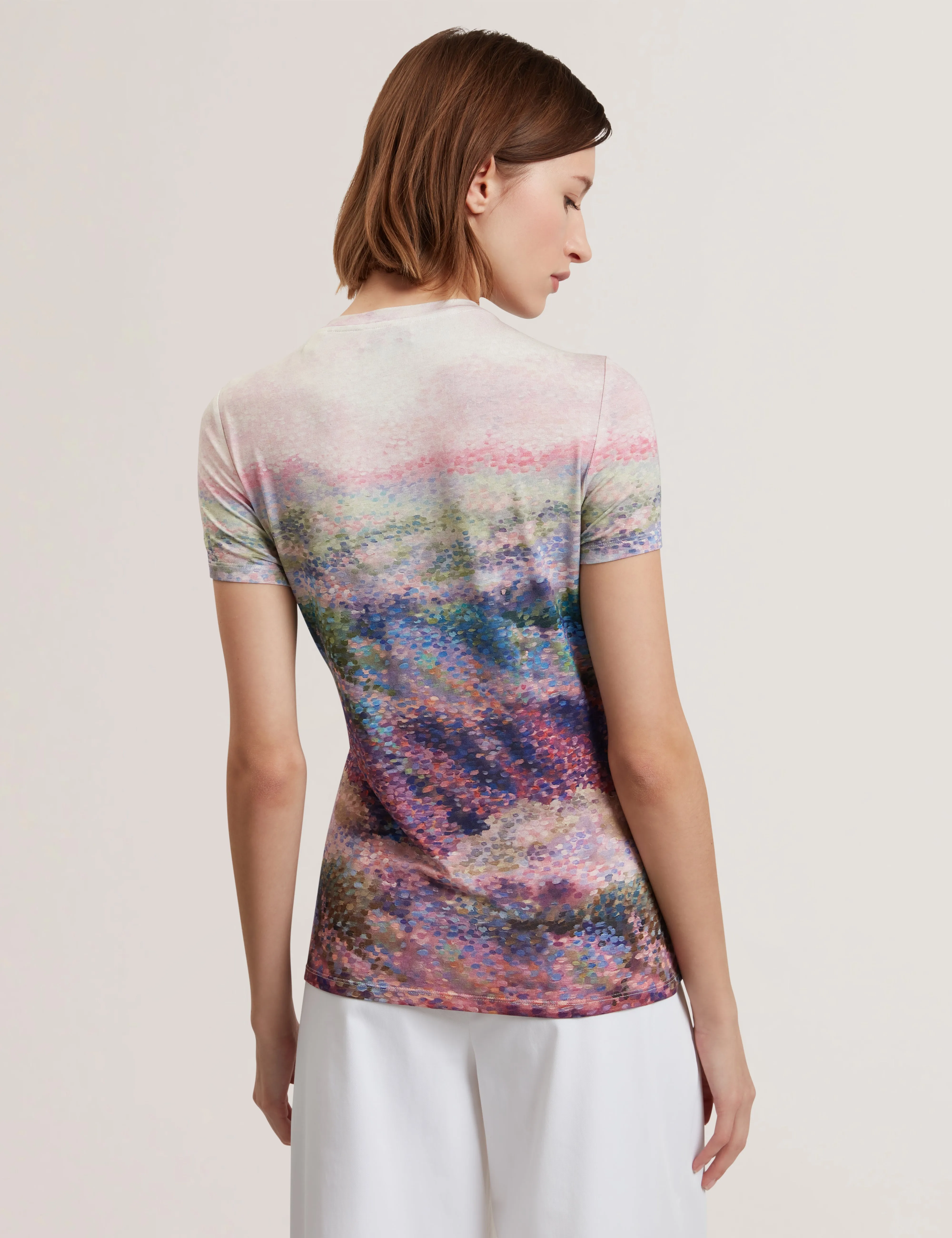 Kaytte Printed Fitted Tee Mid-Pink